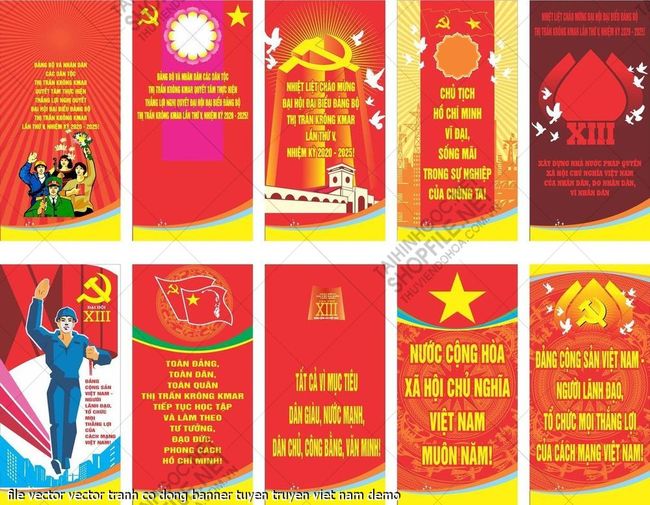 file vector vector tranh co dong banner tuyen truyen viet nam